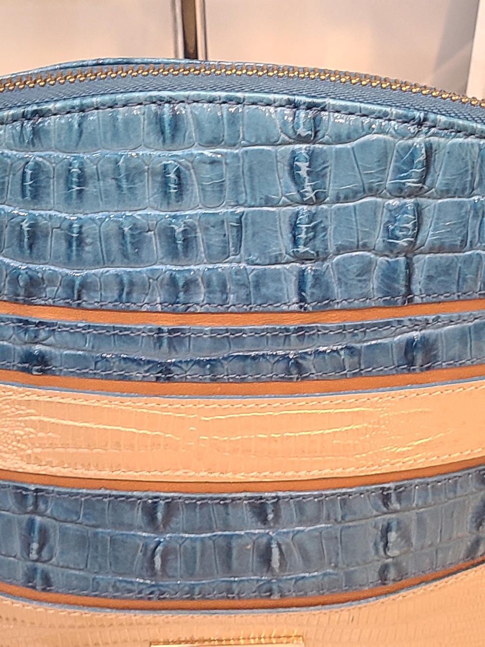 Brahmin Mini Duxbury Surf Vineyard Blue & Gold - Picture 5 of 13